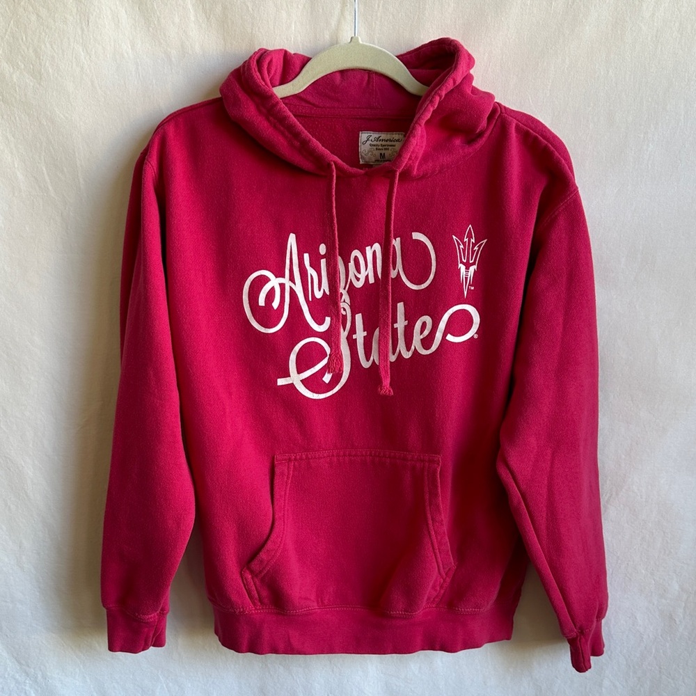 Arizona State University Forks Up pink/red pullover hoodie, size M